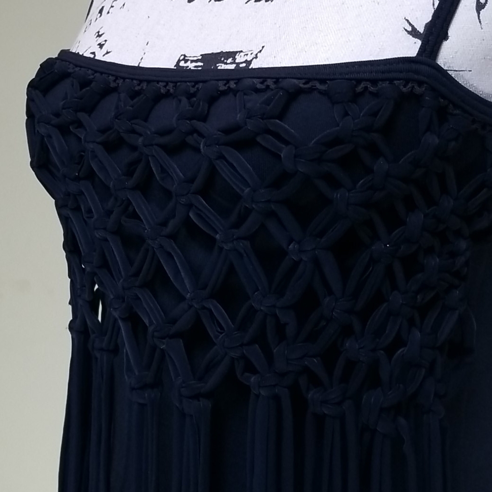 Fringe leotard top black very unique - Picture 2 of 8